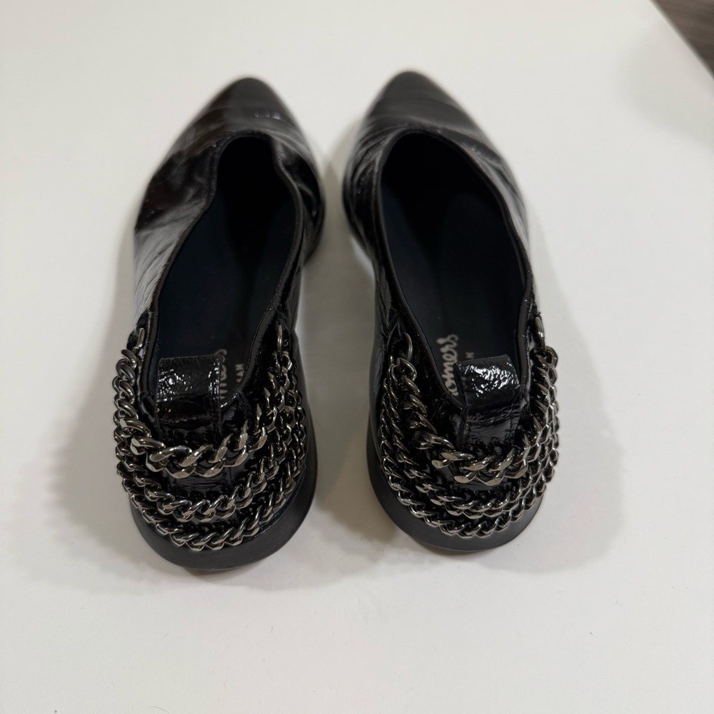 Homers Baby Flat with Chain Superluxe Black Patent Leather Shoes Size 7 - Picture 4 of 12